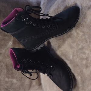 Black Timberland Lace Up Ankle Boots Size 8.5 M